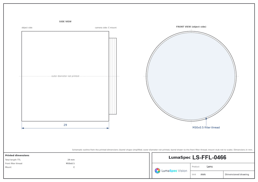 LS-FFL-0466 dimensions (mm)