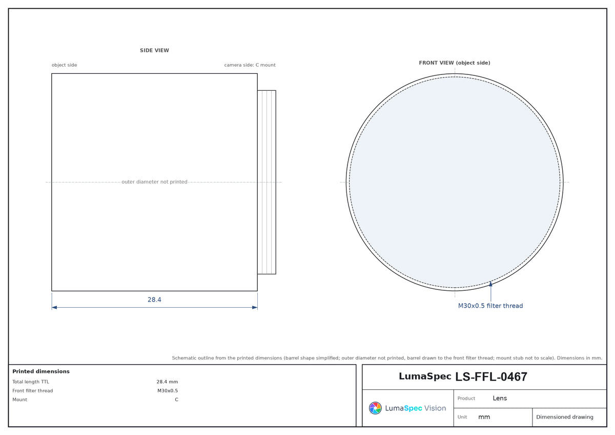 LS-FFL-0467 dimensions (mm)