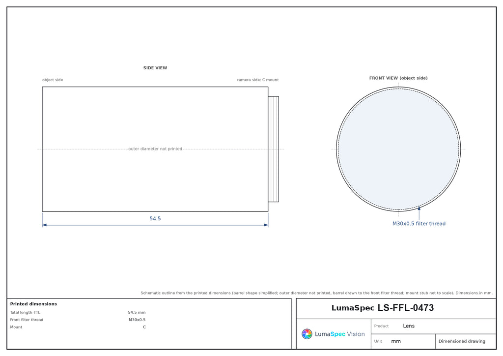 LS-FFL-0473 dimensions (mm)
