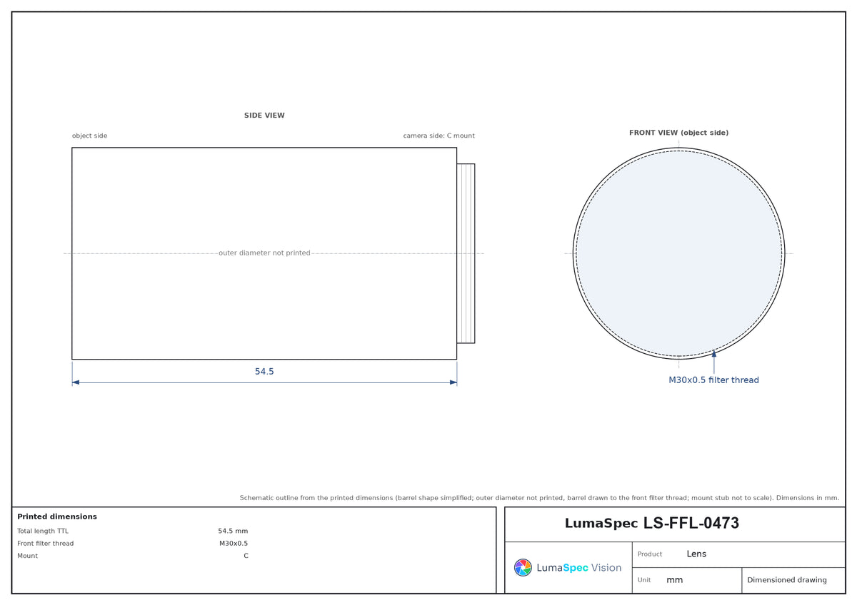 LS-FFL-0473 dimensions (mm)