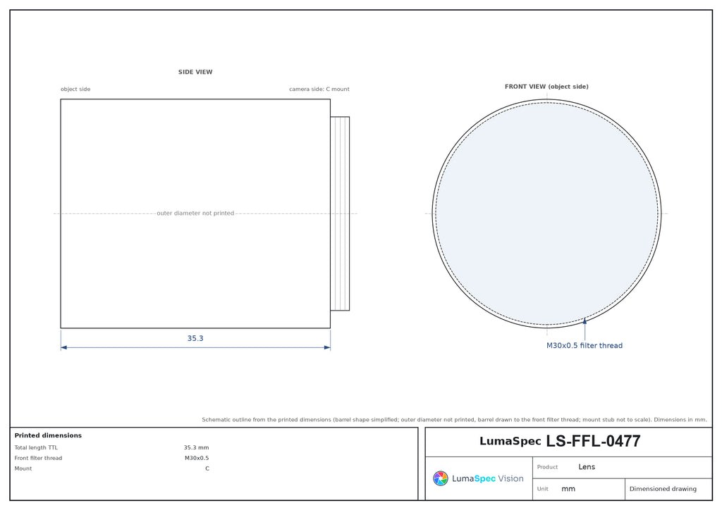 LS-FFL-0477 dimensions (mm)
