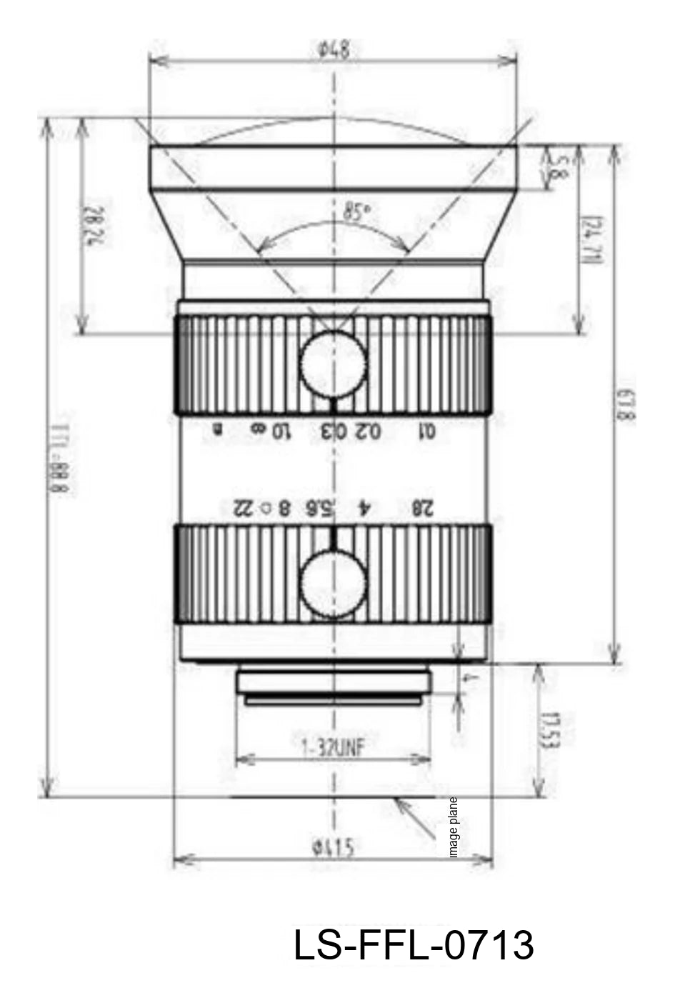LS-FFL-0713 dimensions (mm)