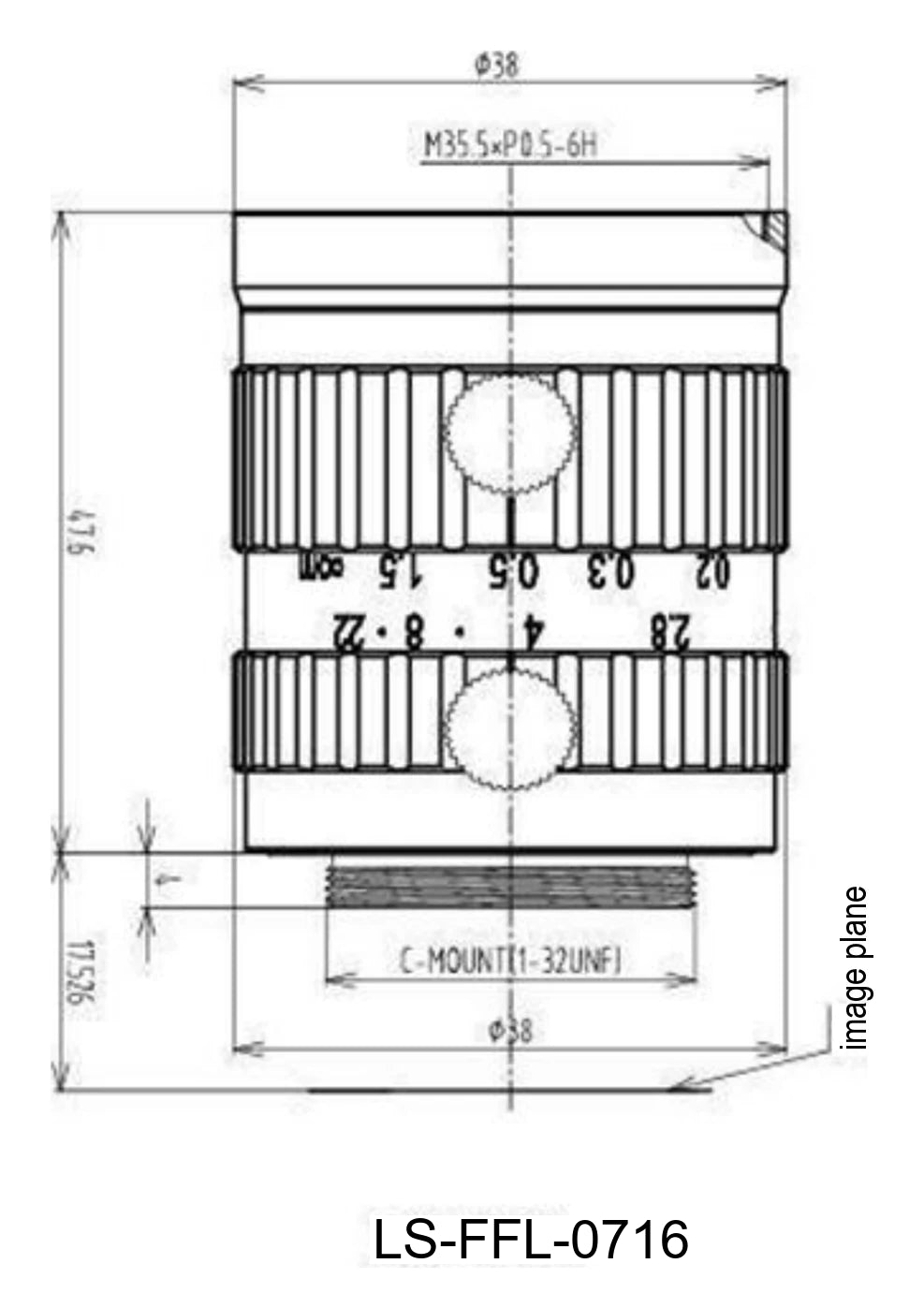 LS-FFL-0716 dimensions (mm)