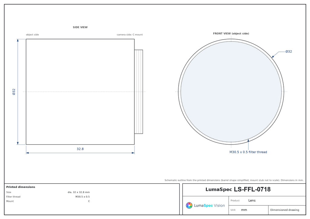 LS-FFL-0718 dimensions (mm)