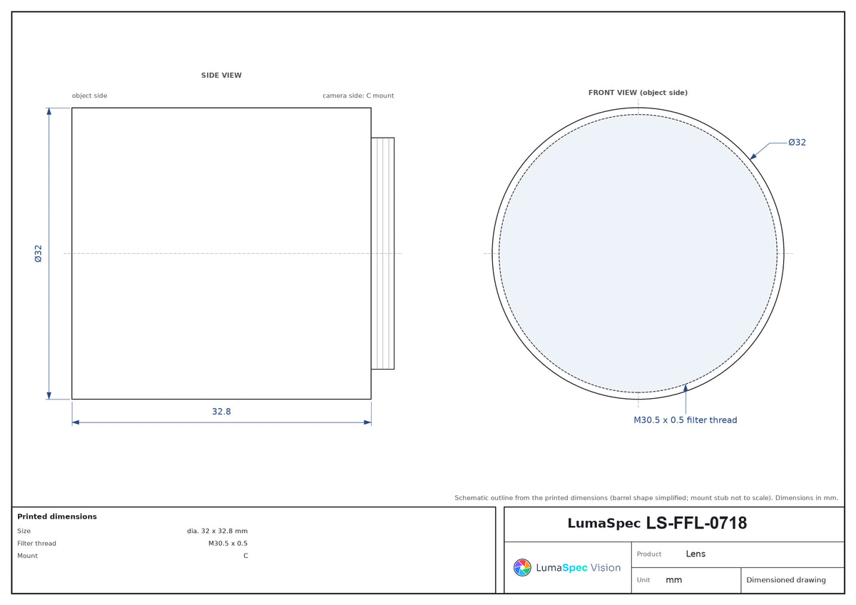 LS-FFL-0718 dimensions (mm)