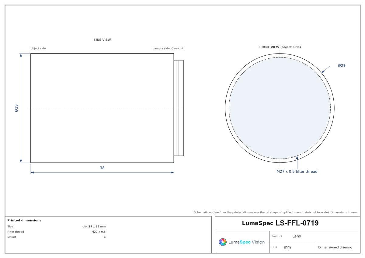 LS-FFL-0719 dimensions (mm)