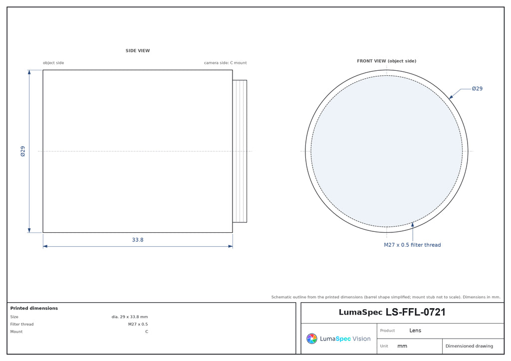 LS-FFL-0721 dimensions (mm)