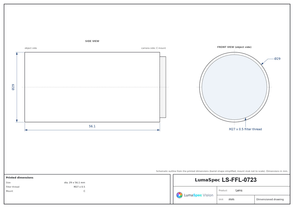 LS-FFL-0723 dimensions (mm)