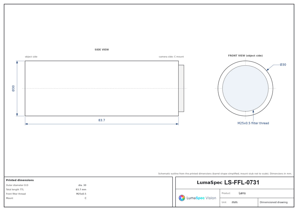 LS-FFL-0731 dimensions (mm)