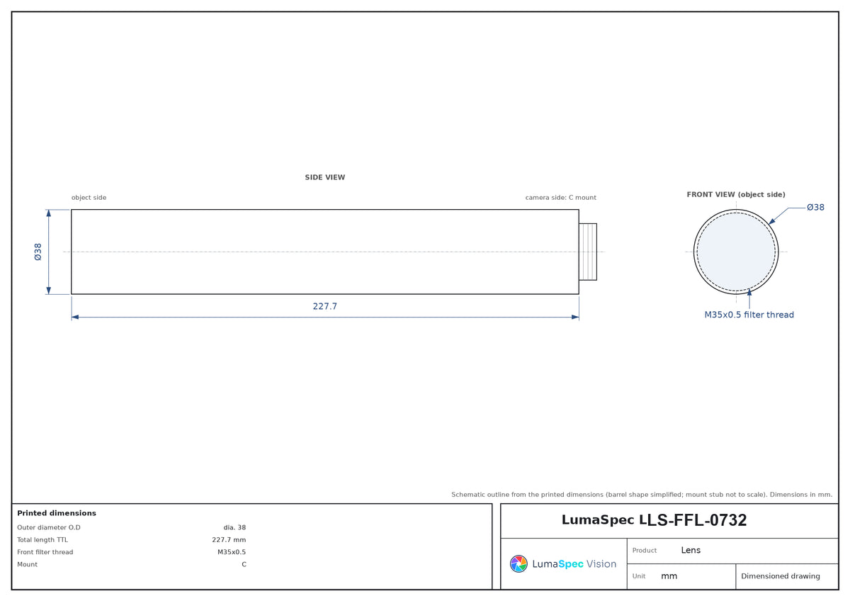 LS-FFL-0732 dimensions (mm)