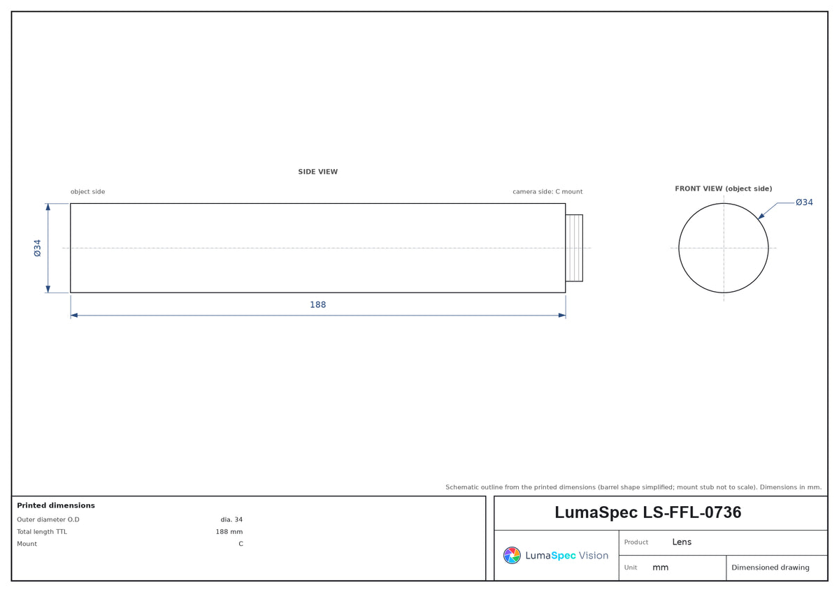 LS-FFL-0736 dimensions (mm)