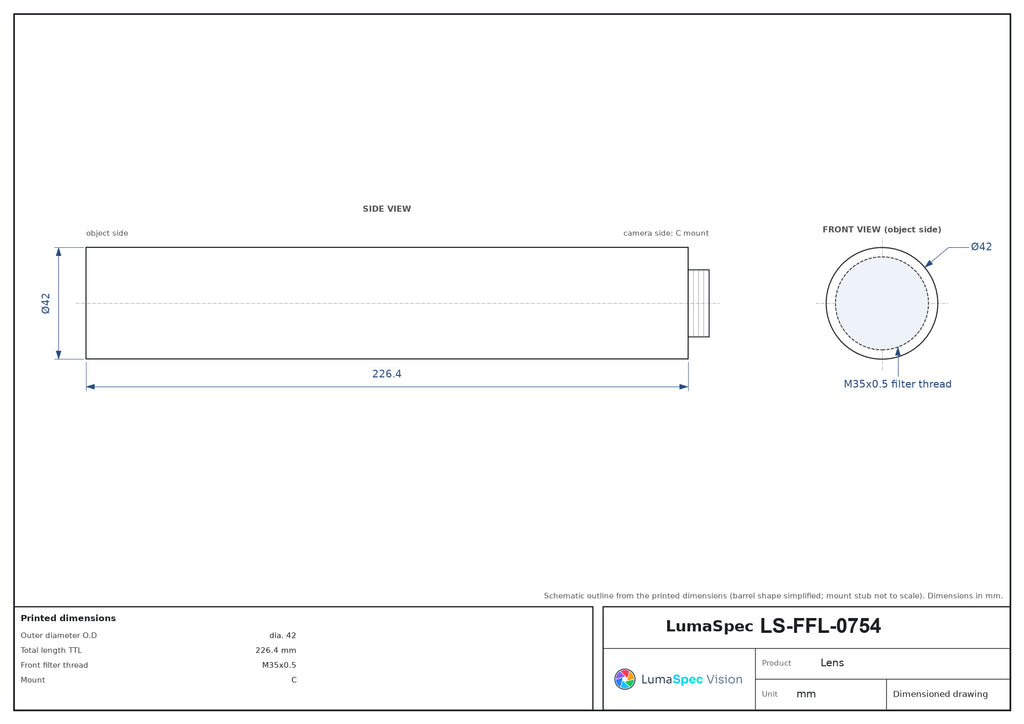 LS-FFL-0754 dimensions (mm)