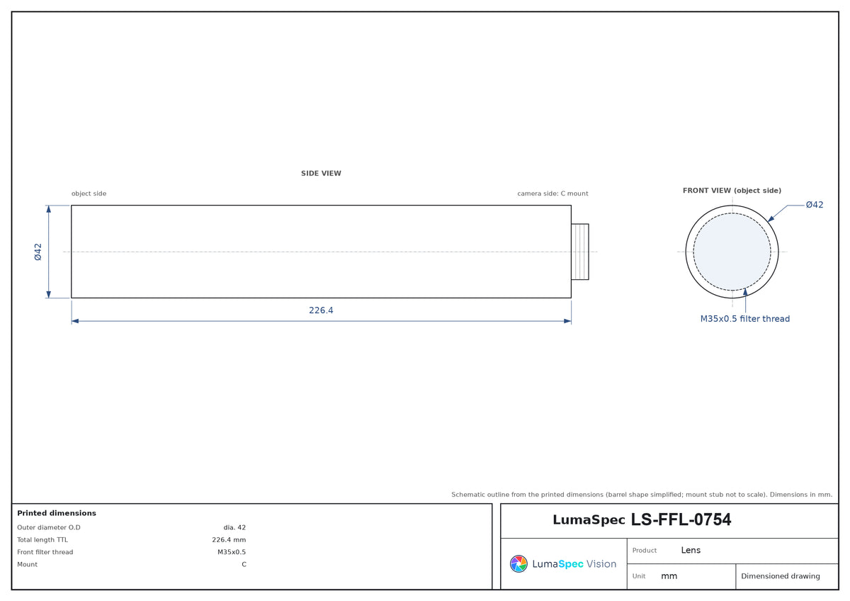 LS-FFL-0754 dimensions (mm)