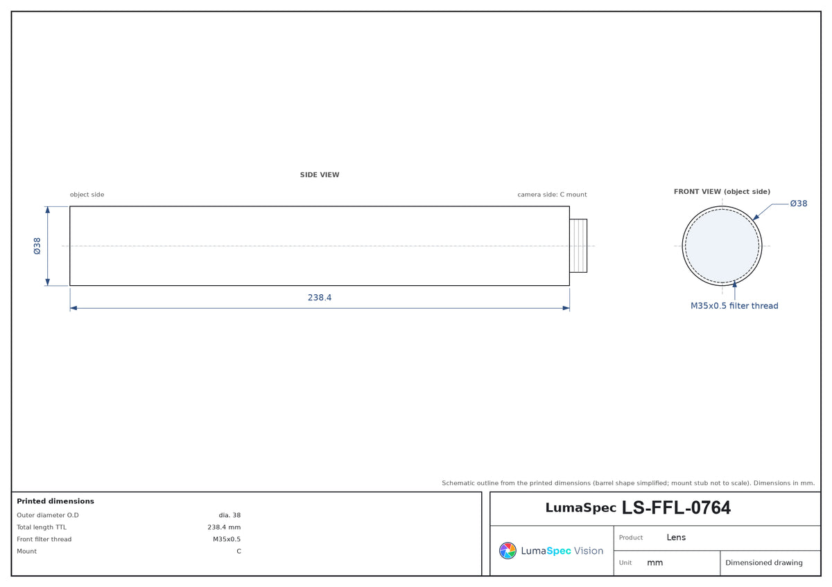 LS-FFL-0764 dimensions (mm)