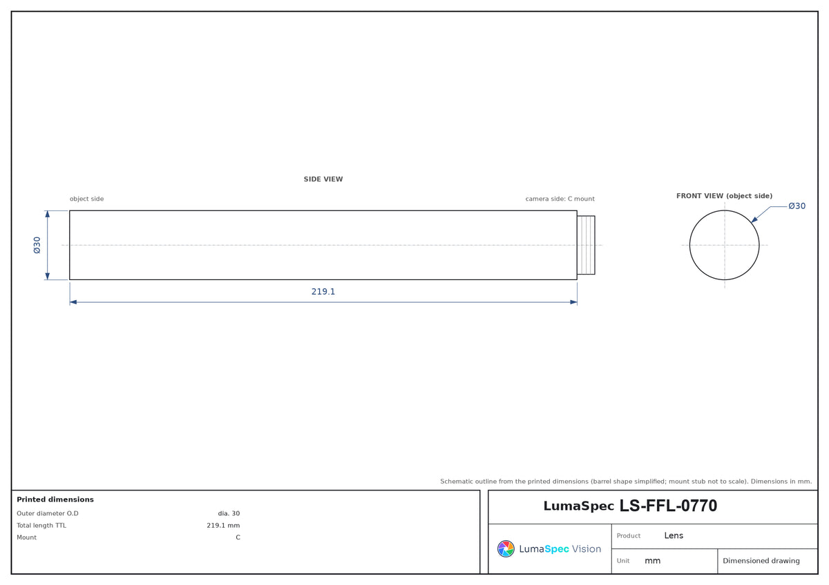 LS-FFL-0770 dimensions (mm)