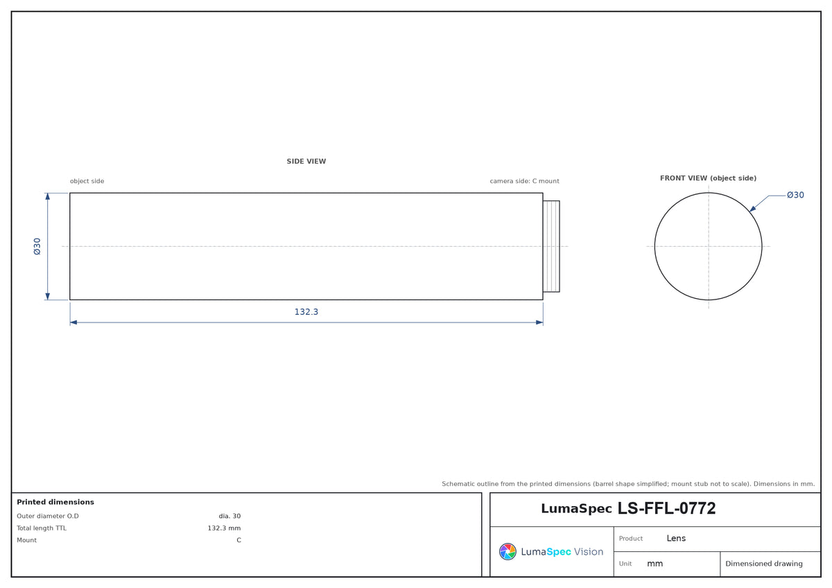 LS-FFL-0772 dimensions (mm)