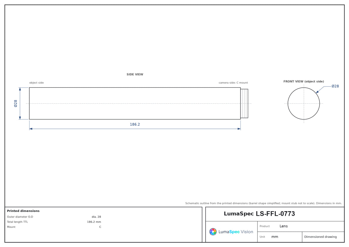 LS-FFL-0773 dimensions (mm)