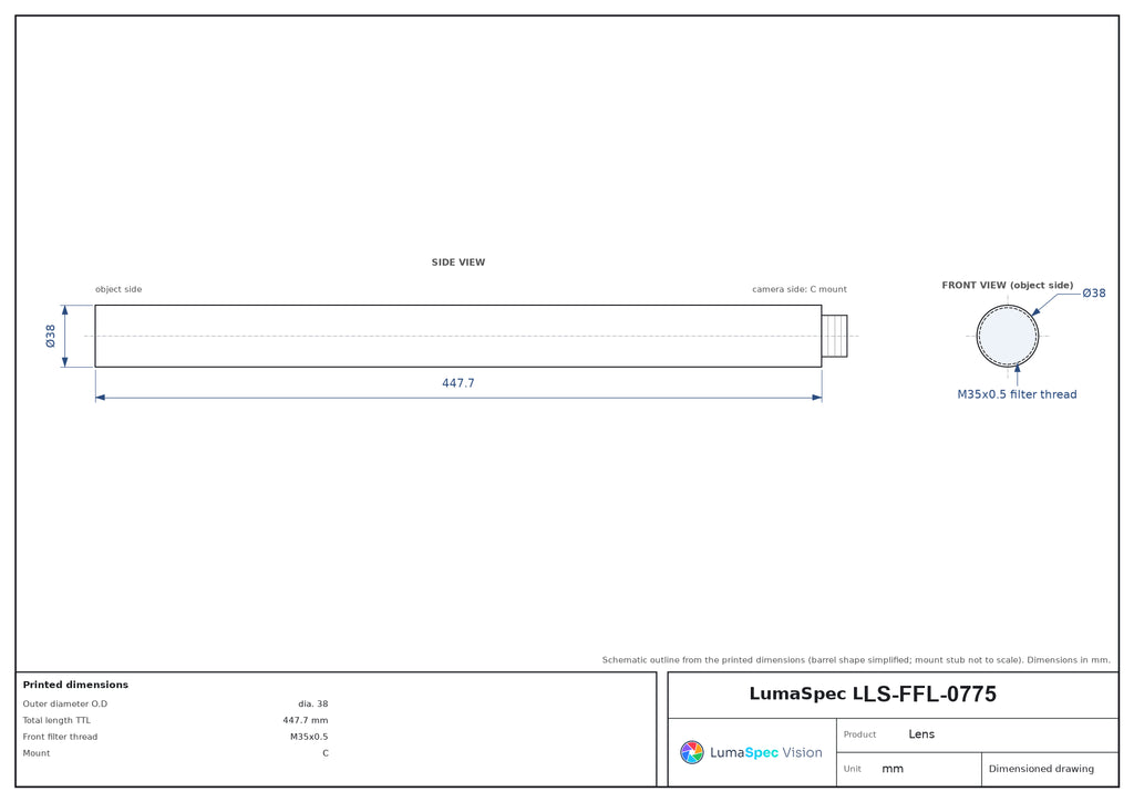 LS-FFL-0775 dimensions (mm)