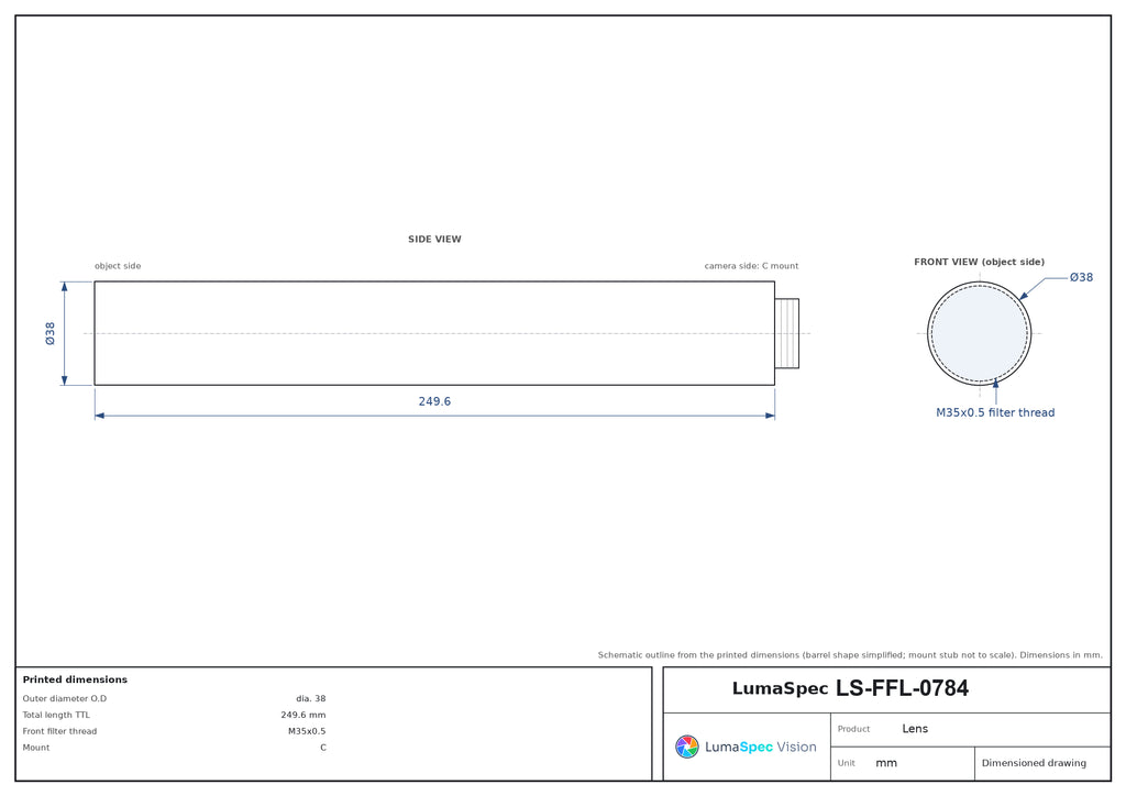 LS-FFL-0784 dimensions (mm)