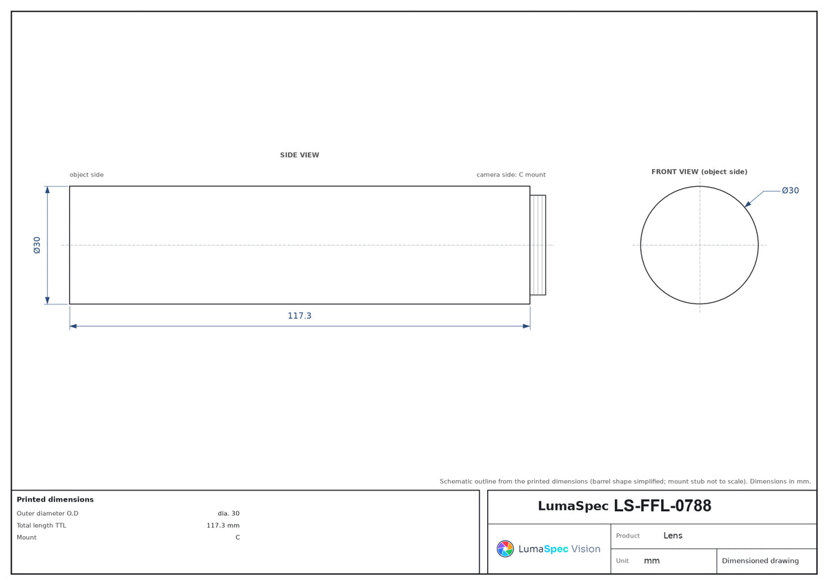 LS-FFL-0788 dimensions (mm)