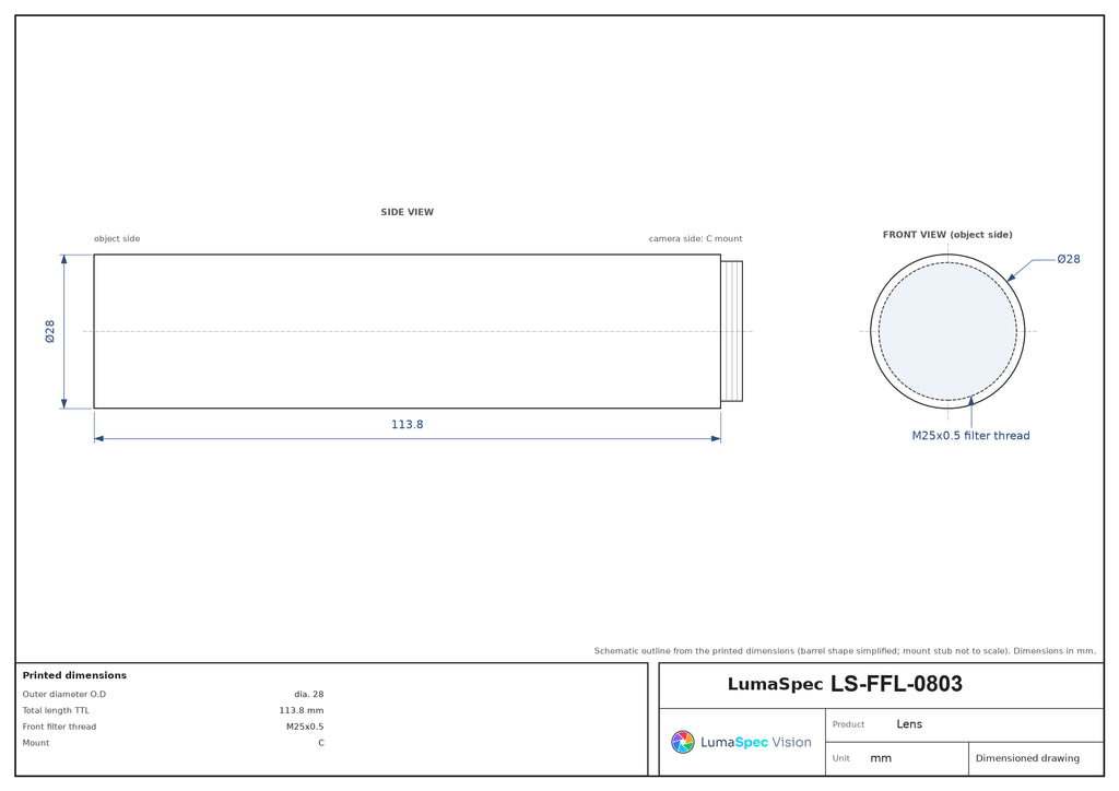 LS-FFL-0803 dimensions (mm)