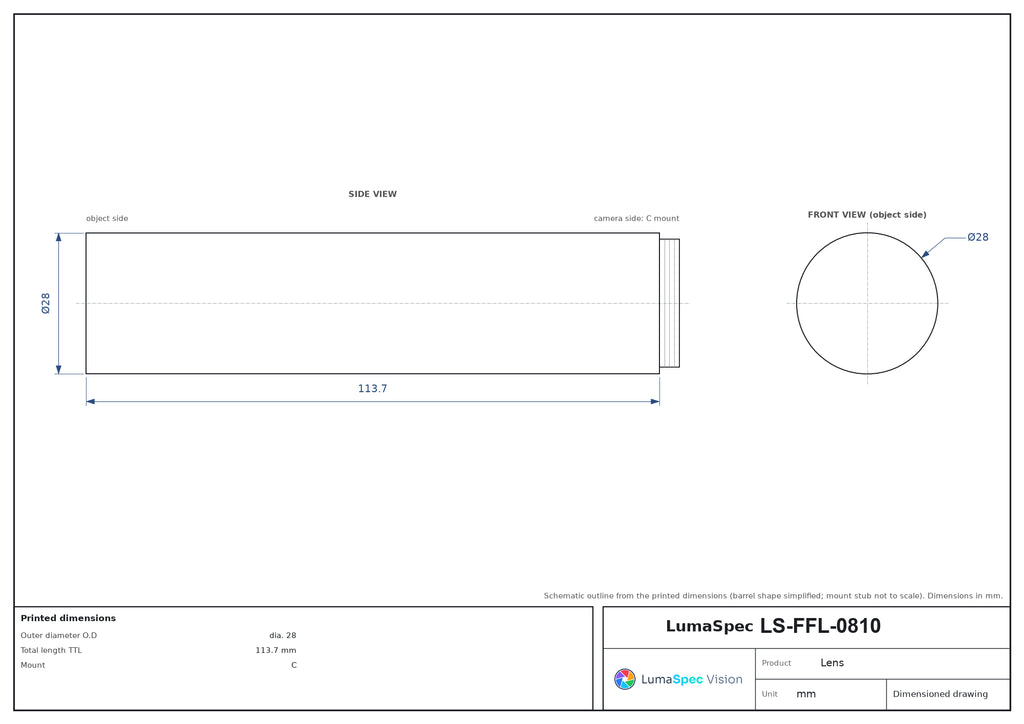 LS-FFL-0810 dimensions (mm)