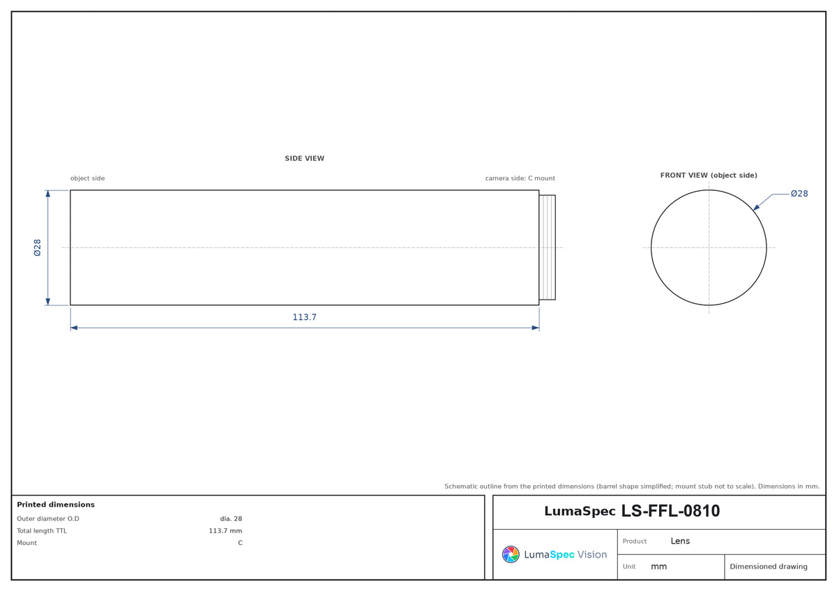 LS-FFL-0810 dimensions (mm)