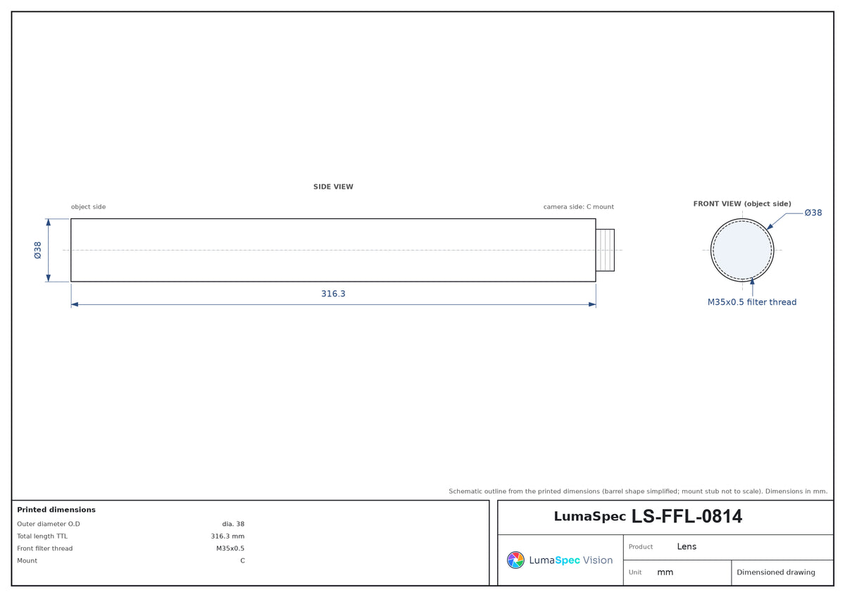 LS-FFL-0814 dimensions (mm)