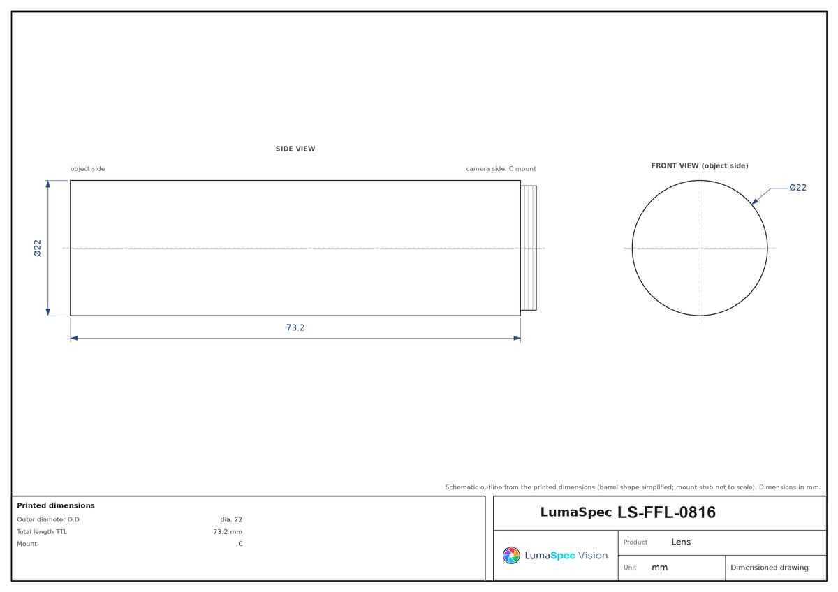 LS-FFL-0816 dimensions (mm)