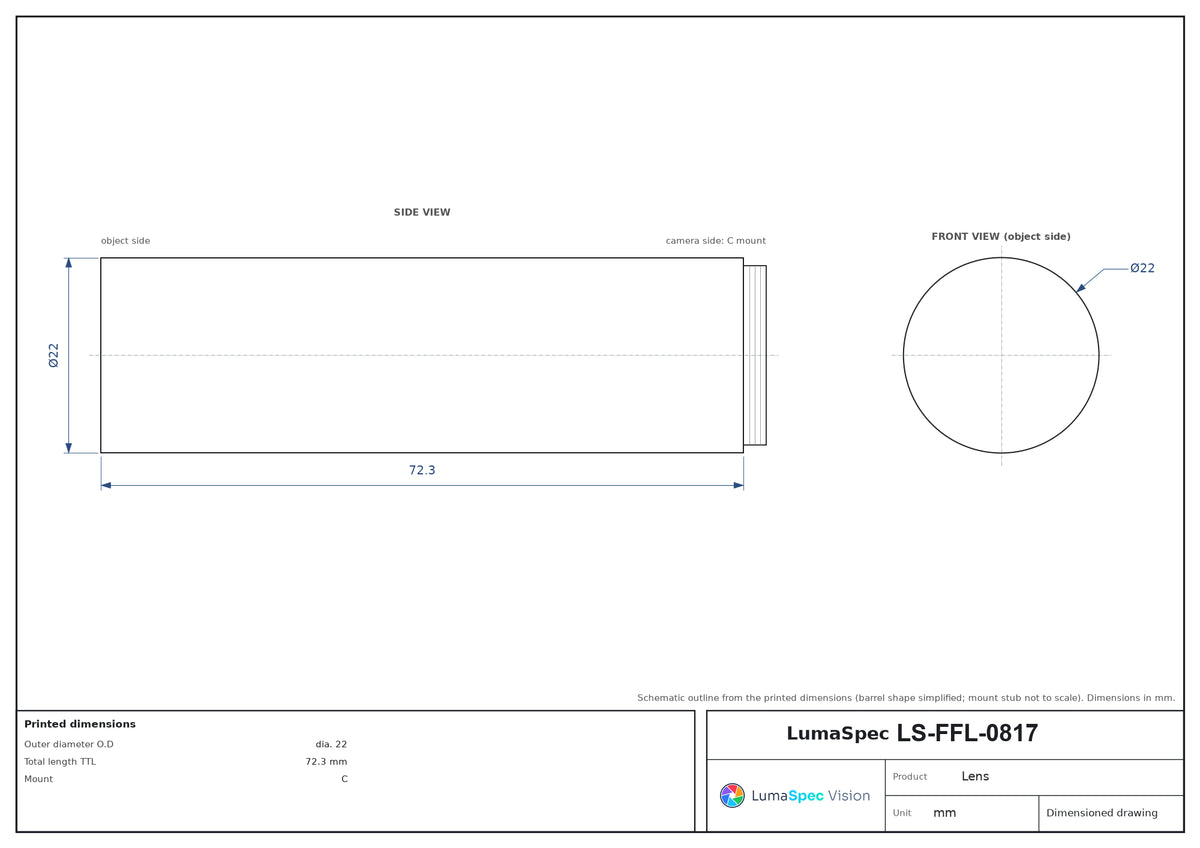LS-FFL-0817 dimensions (mm)