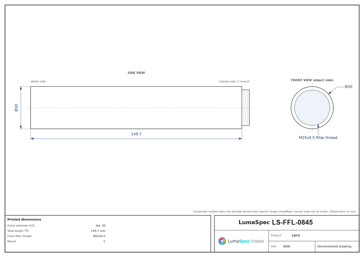 LS-FFL-0845 dimensions (mm)