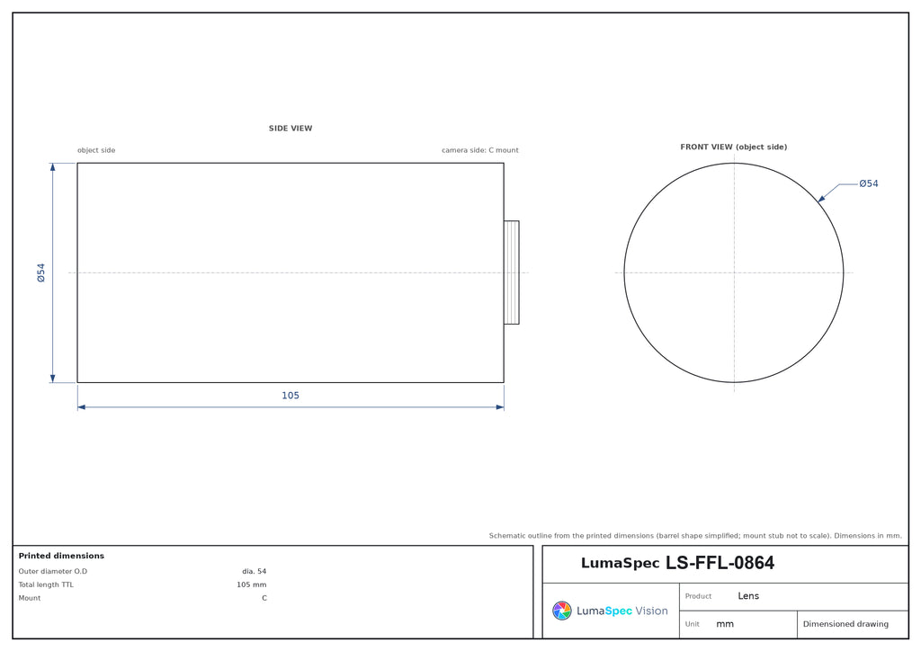 LS-FFL-0864 dimensions (mm)