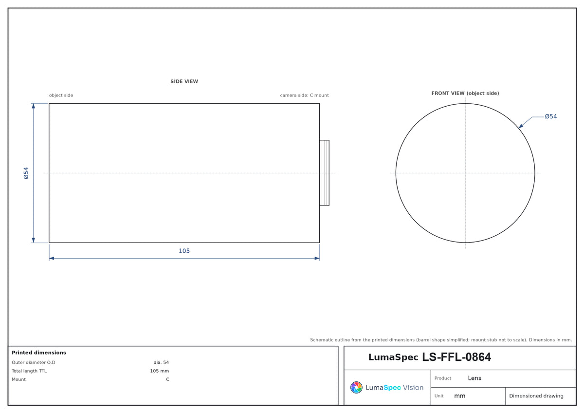 LS-FFL-0864 dimensions (mm)