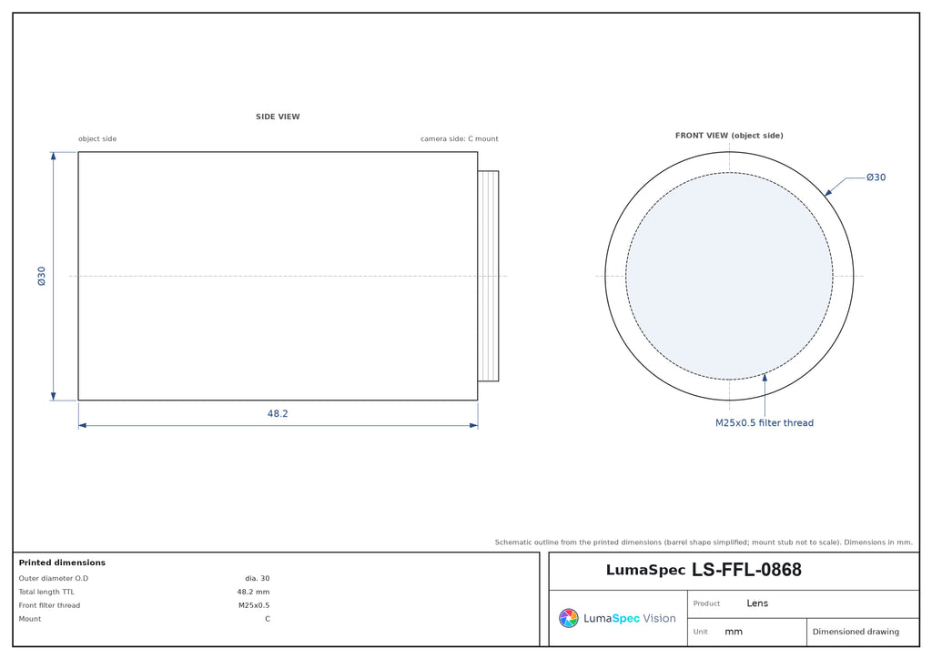 LS-FFL-0868 dimensions (mm)