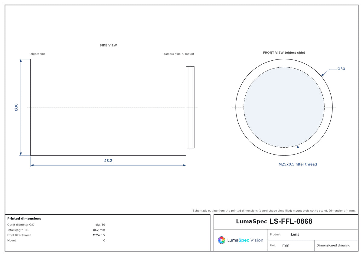 LS-FFL-0868 dimensions (mm)