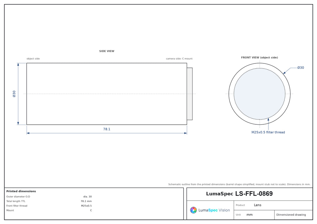 LS-FFL-0869 dimensions (mm)