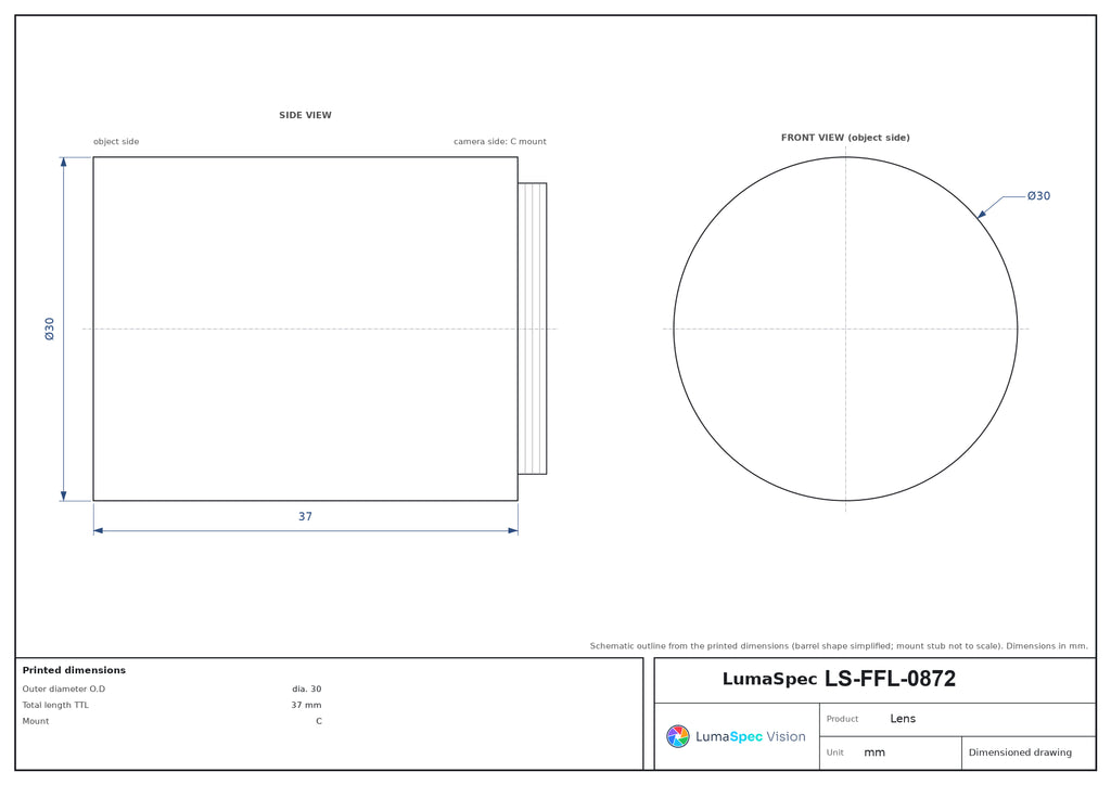 LS-FFL-0872 dimensions (mm)