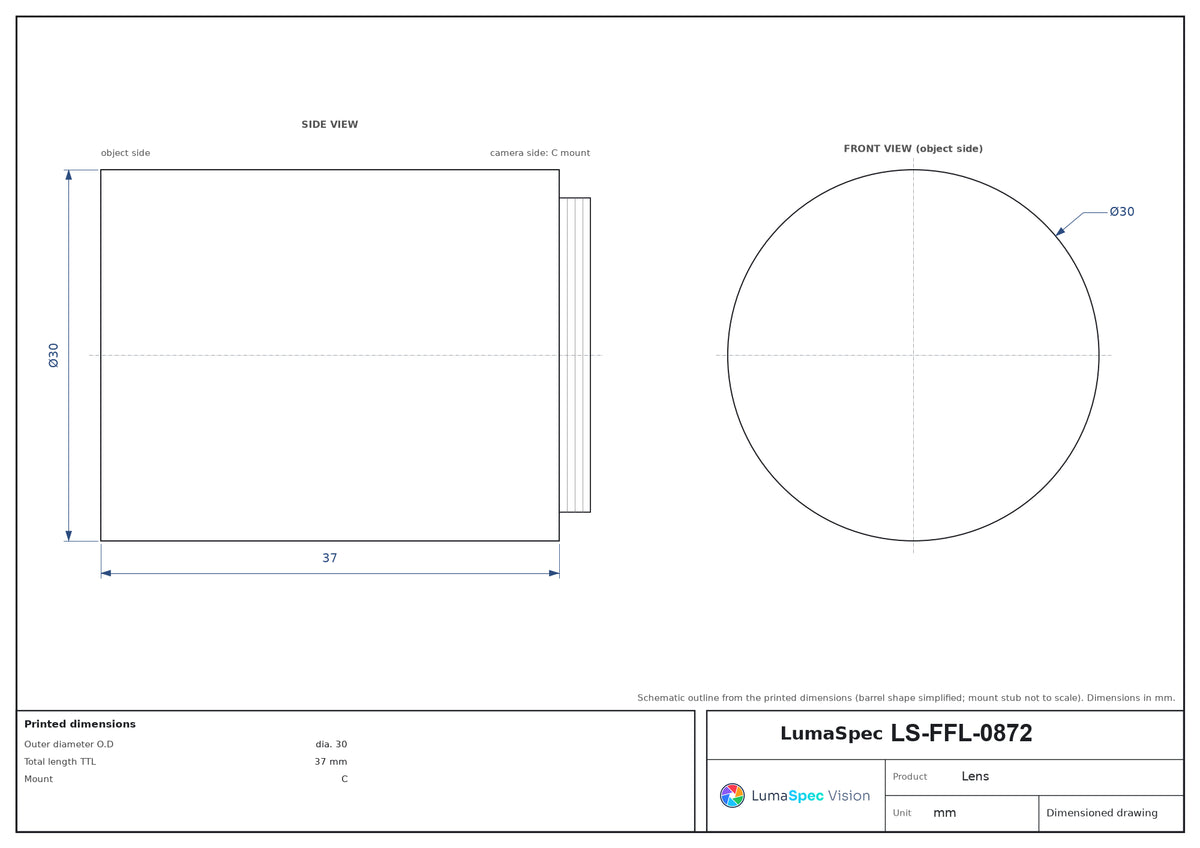 LS-FFL-0872 dimensions (mm)