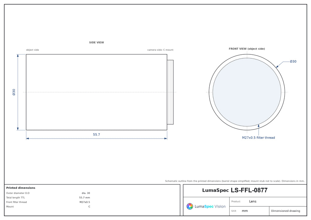 LS-FFL-0877 dimensions (mm)