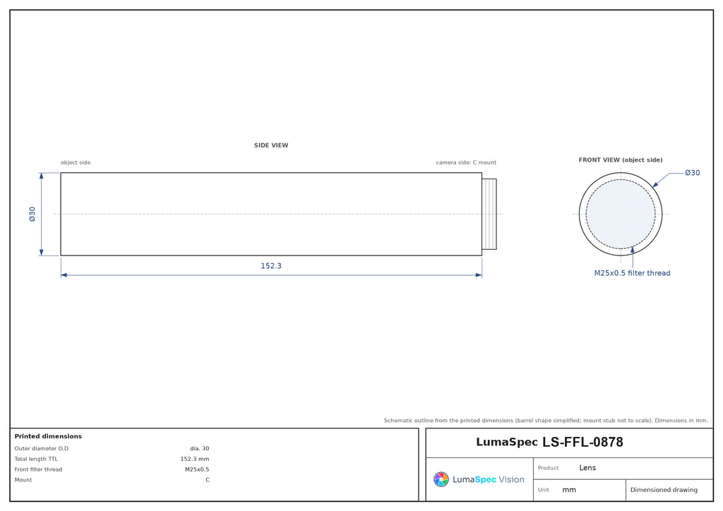 LS-FFL-0878 dimensions (mm)