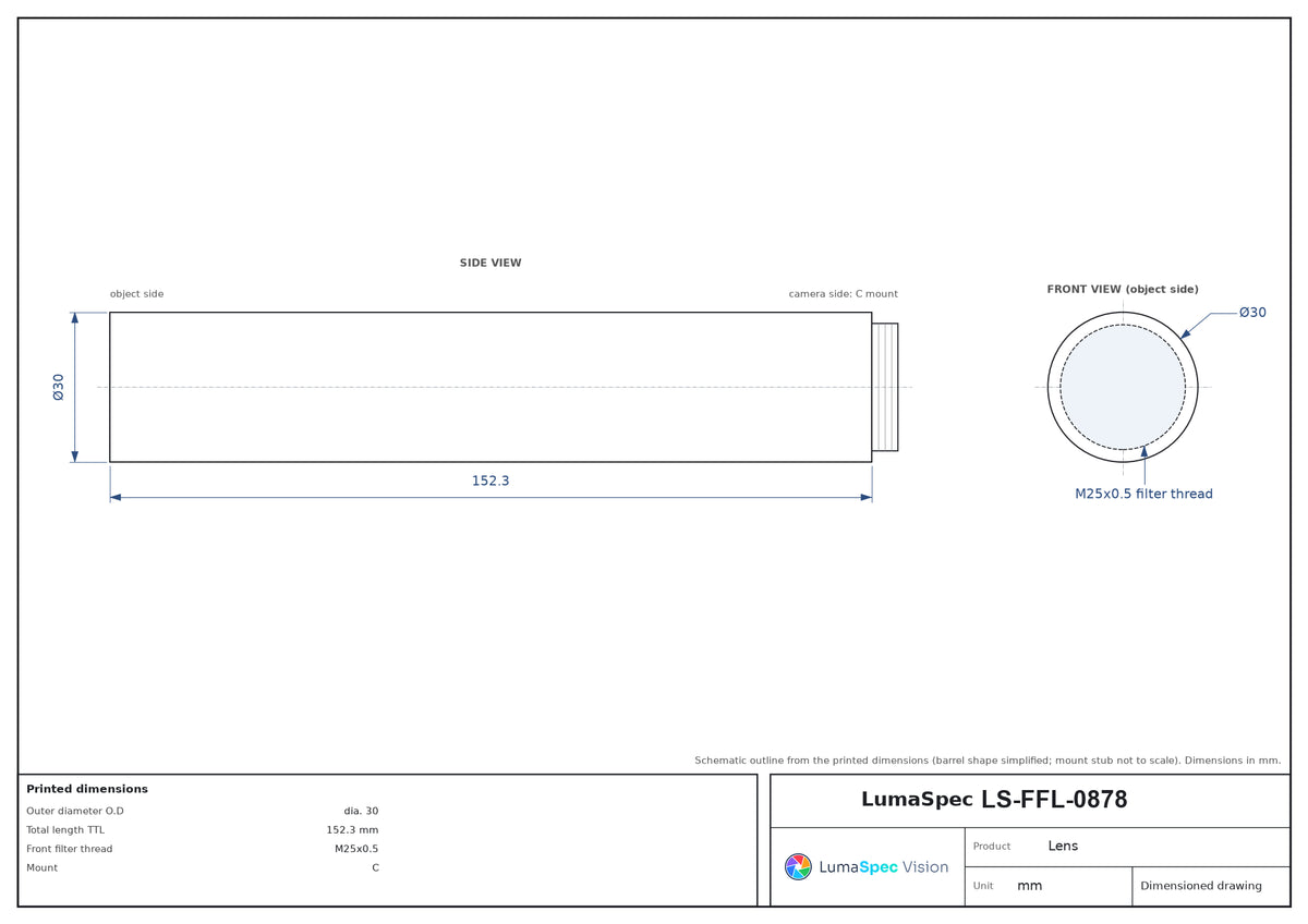 LS-FFL-0878 dimensions (mm)