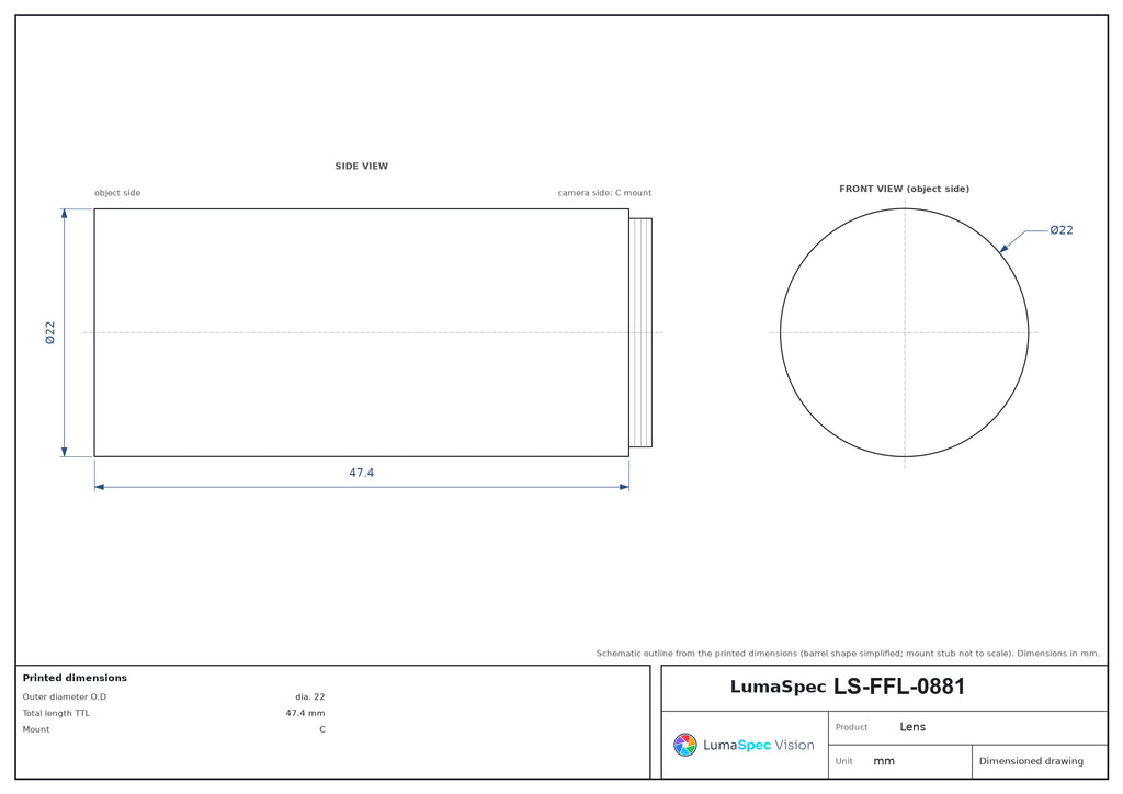 LS-FFL-0881 dimensions (mm)