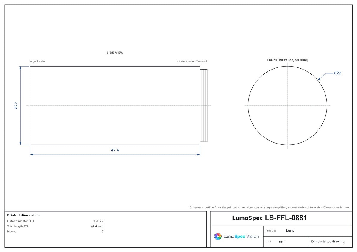 LS-FFL-0881 dimensions (mm)