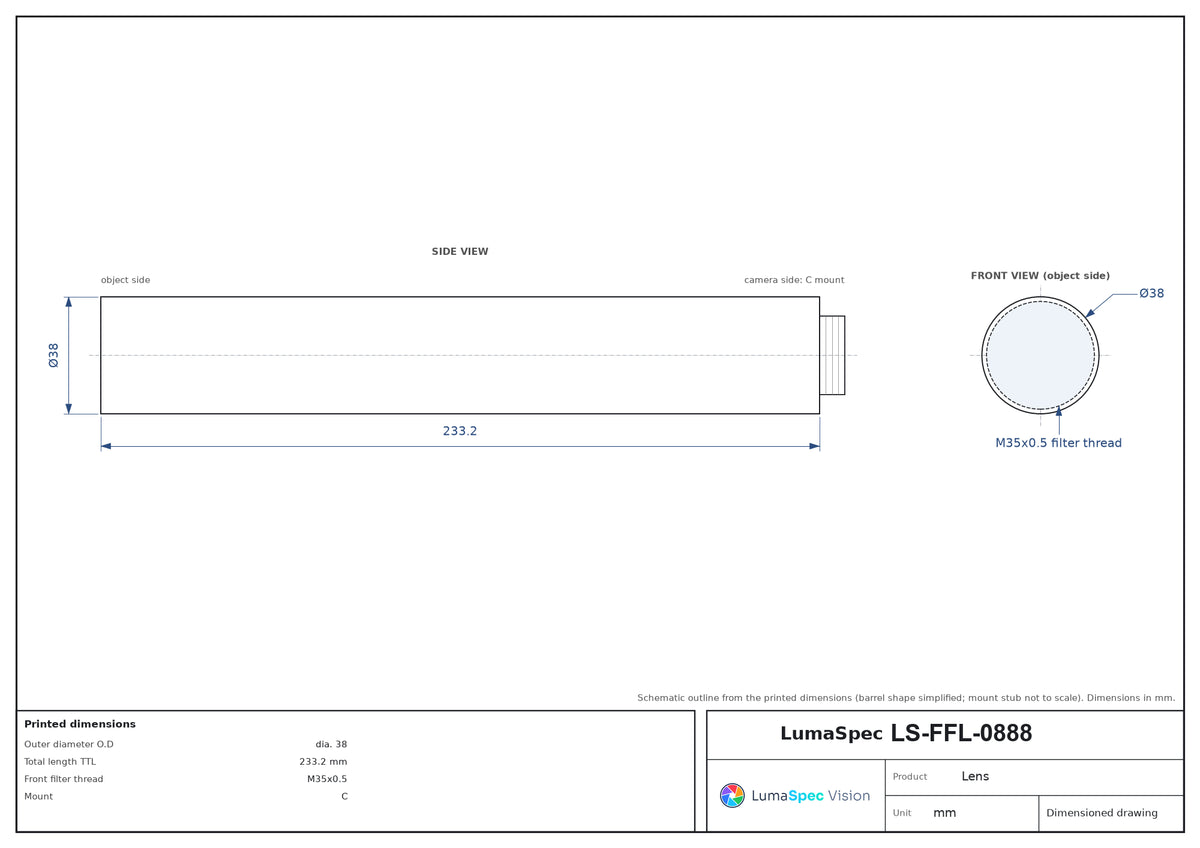 LS-FFL-0888 dimensions (mm)