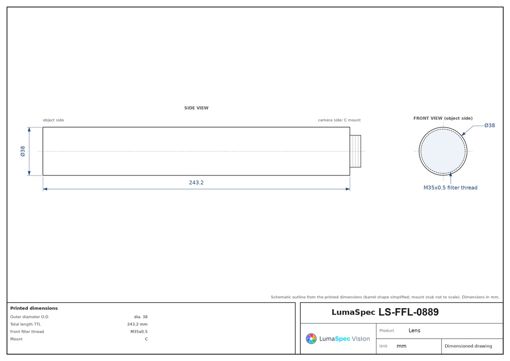 LS-FFL-0889 dimensions (mm)