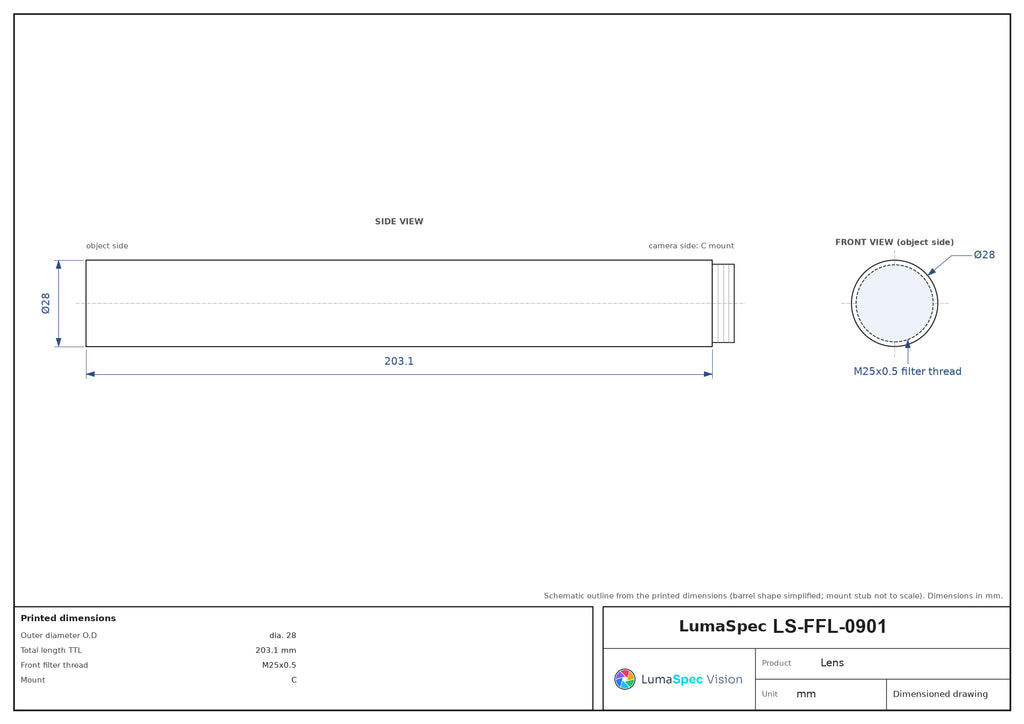 LS-FFL-0901 dimensions (mm)