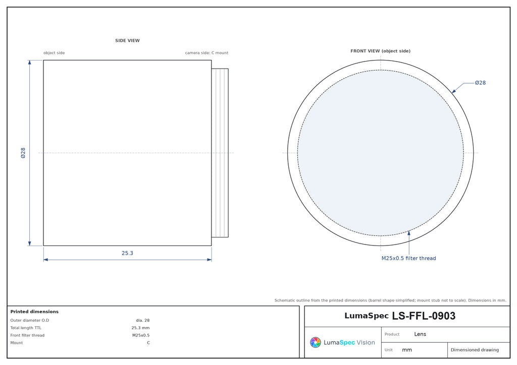 LS-FFL-0903 dimensions (mm)