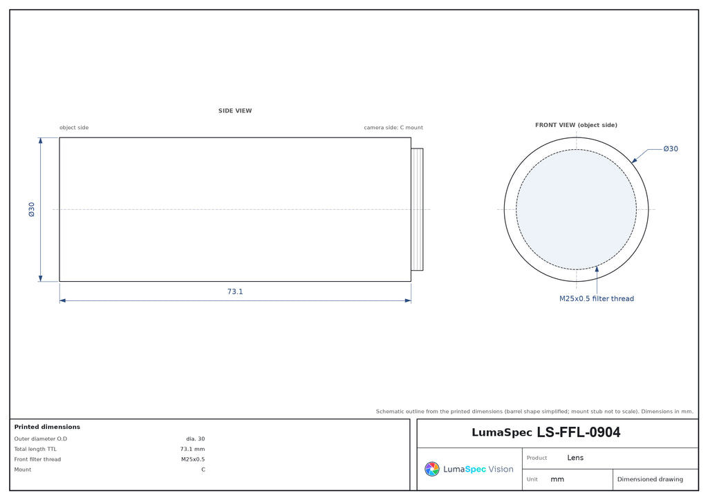 LS-FFL-0904 dimensions (mm)