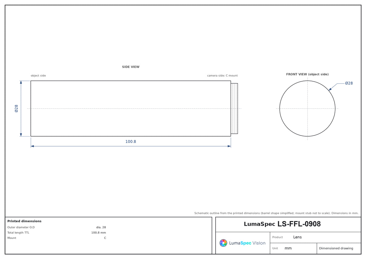 LS-FFL-0908 dimensions (mm)