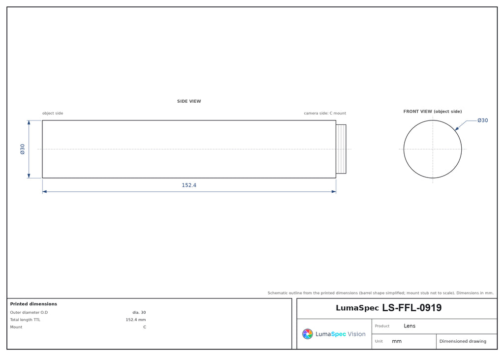 LS-FFL-0919 dimensions (mm)